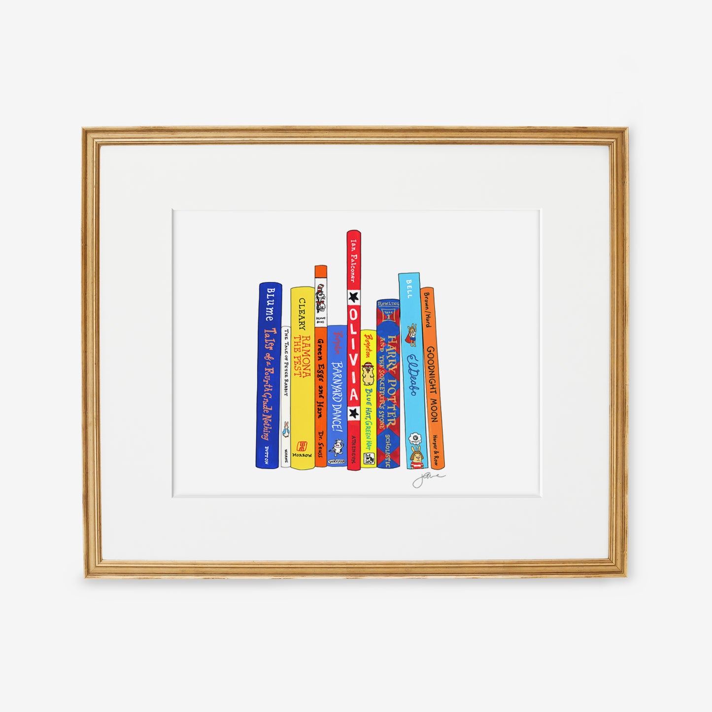 Custom Ideal Bookshelf Print by Jane Mount – a personalized art print featuring an illustrated bookshelf featuring your favorite books. A unique, museum-quality gift for booklovers and readers.