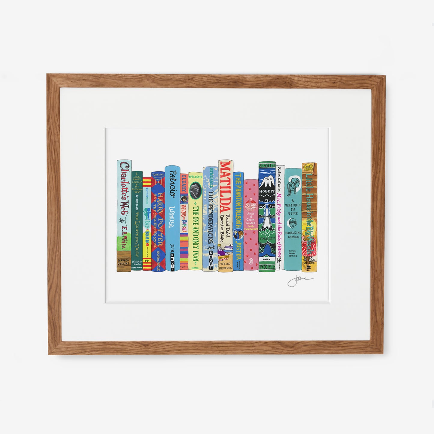 Custom Ideal Bookshelf Print by Jane Mount – a personalized art print featuring an illustrated bookshelf featuring your favorite books. A unique, museum-quality gift for booklovers and readers.