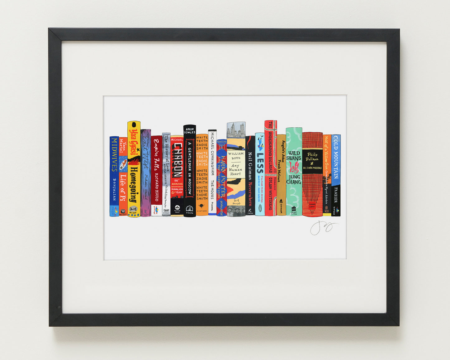 Custom Ideal Bookshelf Print by Jane Mount – a personalized art print featuring an illustrated bookshelf featuring your favorite books. A unique, museum-quality gift for booklovers and readers.