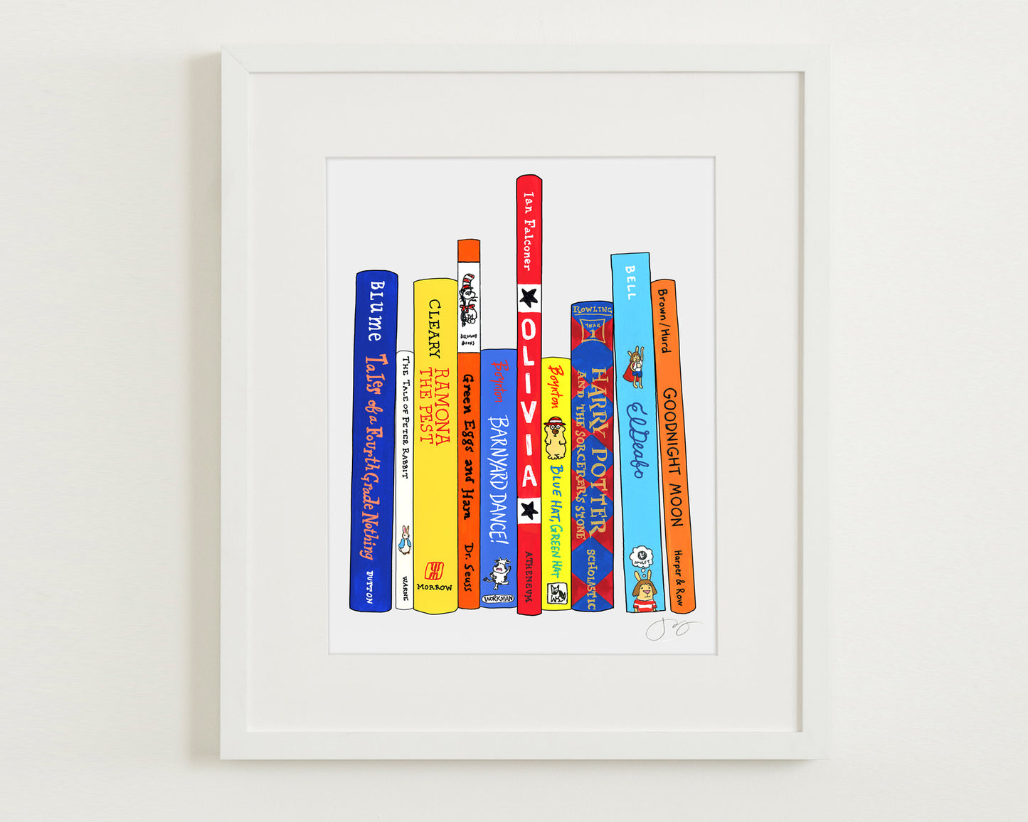 Custom Ideal Bookshelf Print by Jane Mount – a personalized art print featuring an illustrated bookshelf featuring your favorite books. A unique, museum-quality gift for booklovers and readers.
