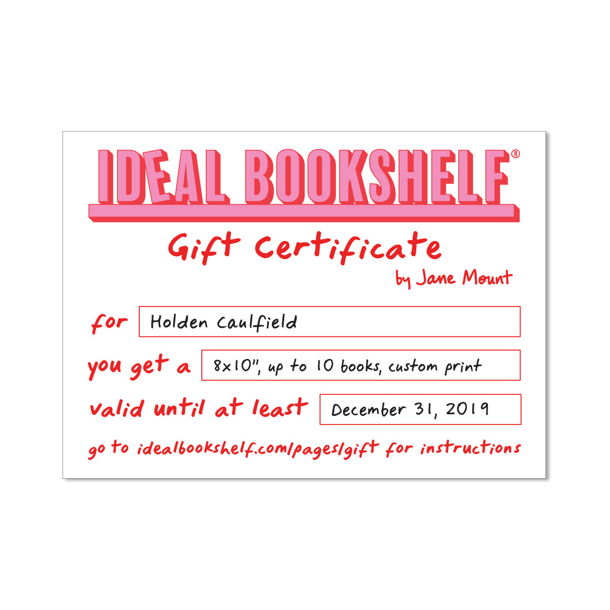 Gift Card for a Custom Print – Ideal Bookshelf