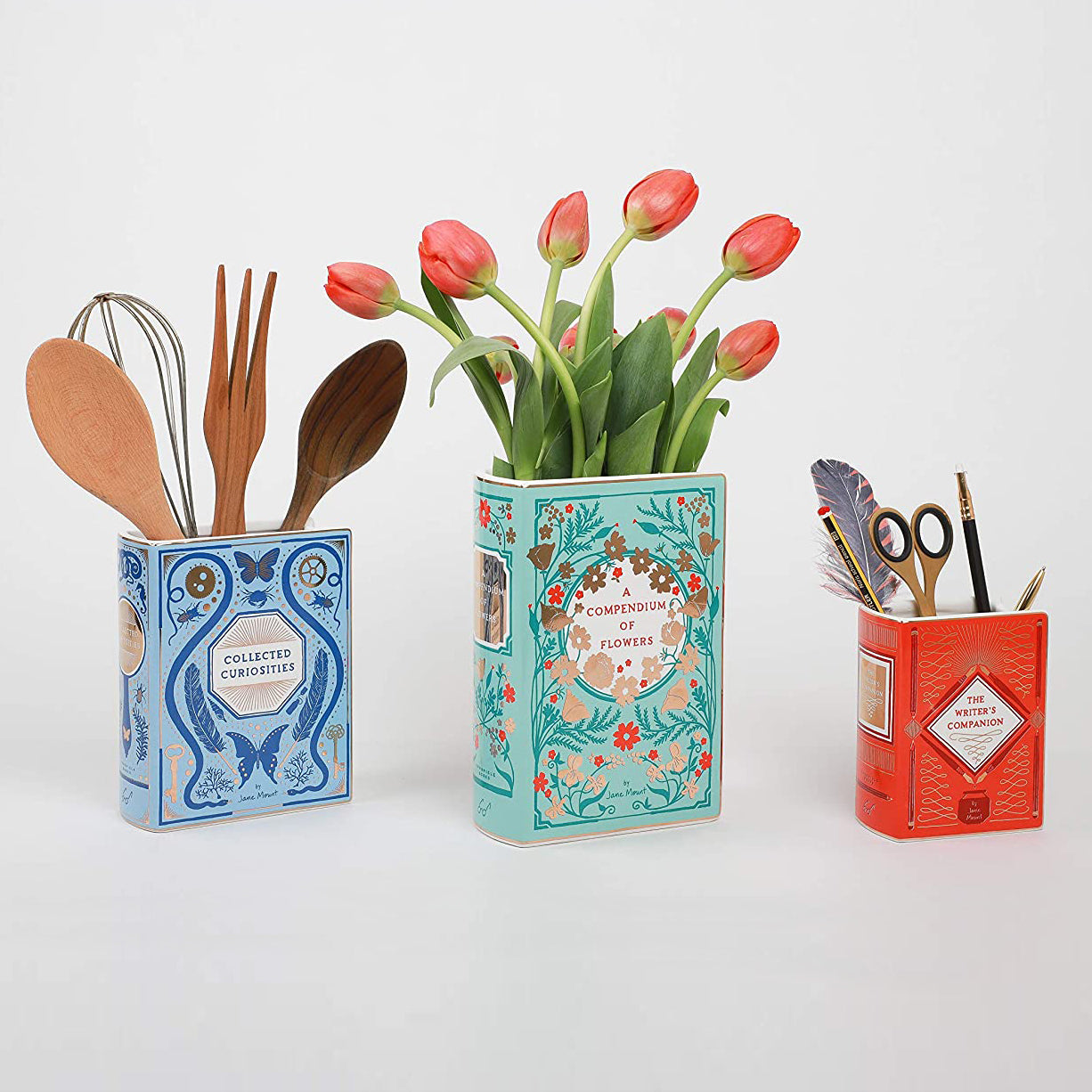 Bibliophile Ceramic Vase: A Compendium of Flowers