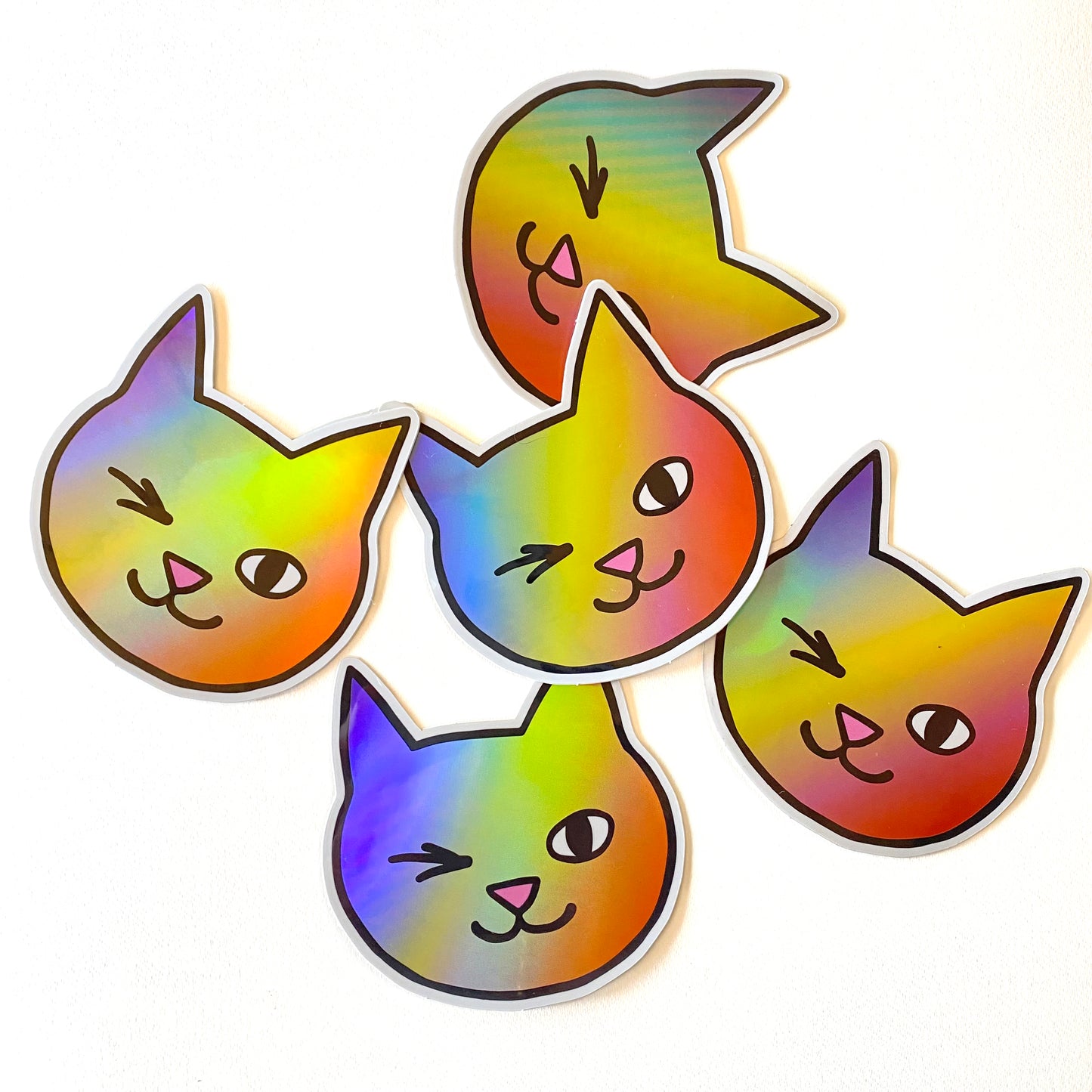 Winky Cat Sticker - Rainbow